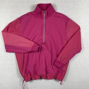 Athleta Sweatshirt Womens Medium Pink Triumph Hybrid Half Zip Stretch Gym Casaul